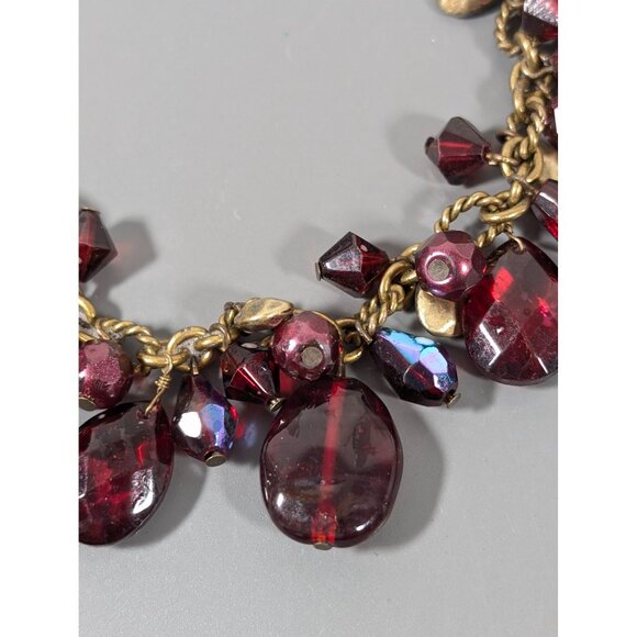 Coldwater Creek Red Faceted Bead Charm Cluster Statement Neclace 19" - Picture 3 of 8